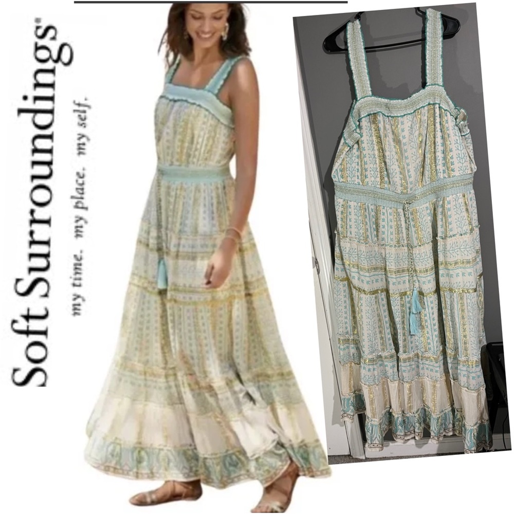 Soft Surroundings 96% Cotton Maxi Peasant Dress  Size 2X